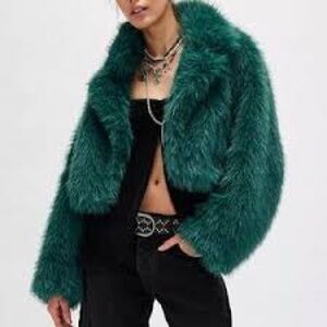 Free People Paris Emerald Cropped Fur Coat
